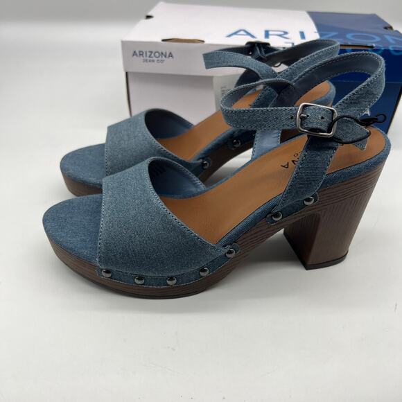 Arizona Jean Co Womens Heather Heeled Sandals Blue Denim Size 7.5M - Picture 6 of 16